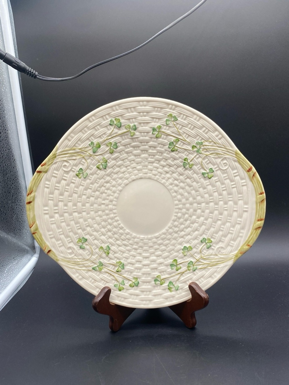 Vintage Belleek Shamrock Bread Plate